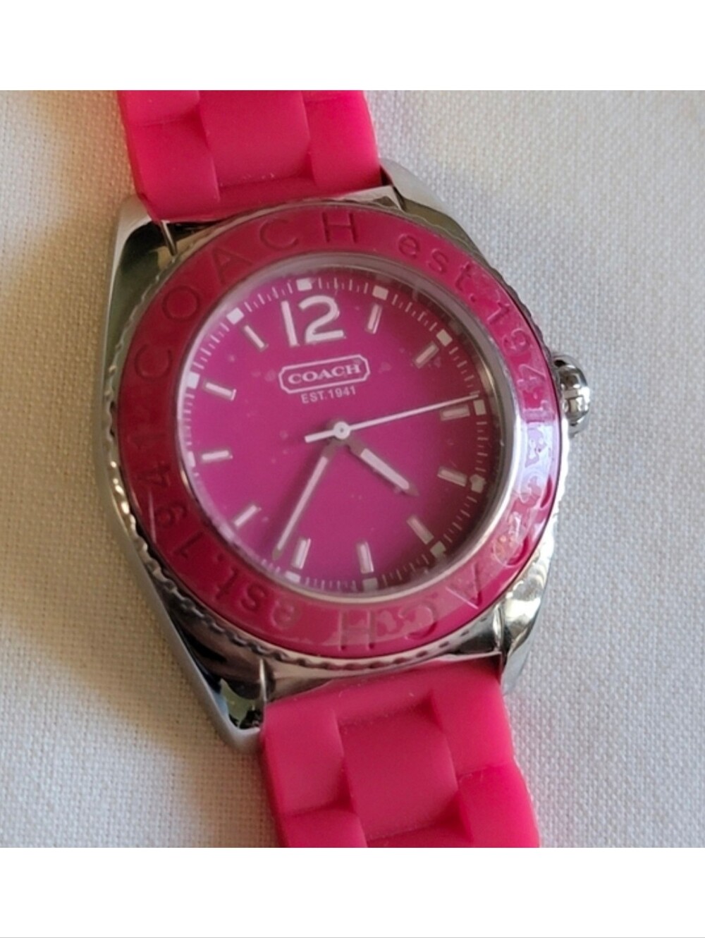 Coach Andee Pink Silicone Stainless Steel Watch Box Y2K NWOT